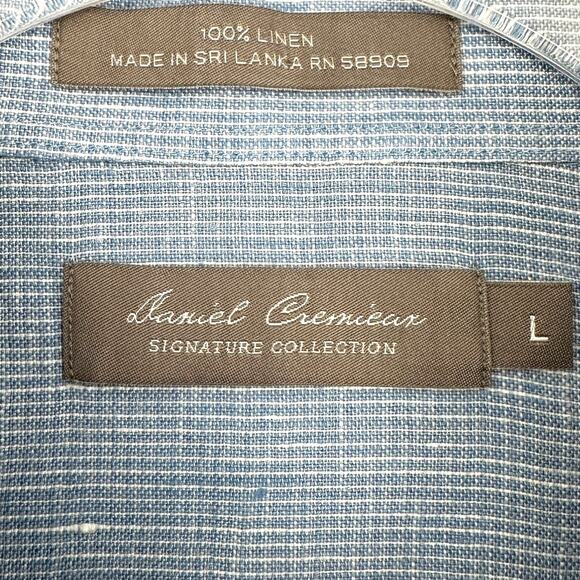 Daniel Cremieux Blue Button Down Long Sleeves Pocket Dress Shirt Linen Large - Picture 3 of 6